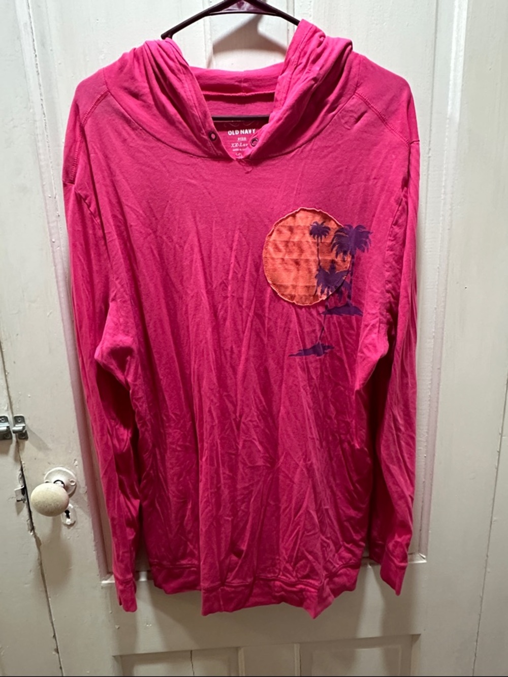 Old Navy Bright Pink Hooded Long Sleeve Tee
